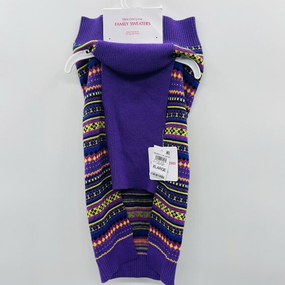 Holiday Lane Size XL Bright Stripe Fair Isle Pet Dog Knit Sweater in Purple 739 - Picture 4 of 8